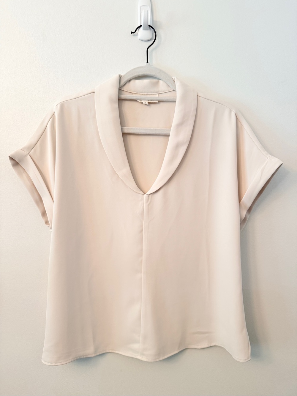 Melloday Shawl Collar Blouse Cream Size Medium